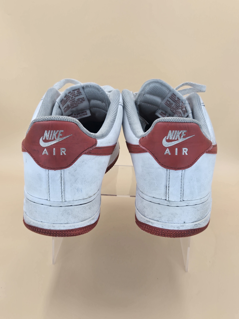 Nike Air Force 1 White & Red Low-Top Sneakers Men's Size 12 1/2 12.5 - Picture 3 of 13